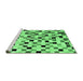 Sideview of Machine Washable Checkered Emerald Green Modern Area Rugs, wshabs101emgrn