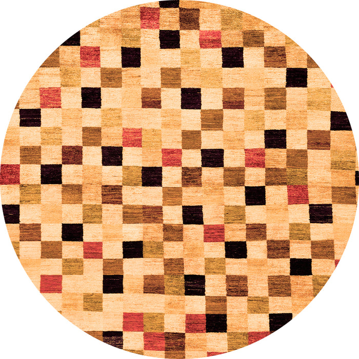 Round Machine Washable Checkered Orange Modern Area Rugs, wshabs101org