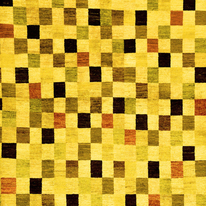 Machine Washable Checkered Yellow Modern Rug, wshabs101yw