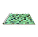 Sideview of Machine Washable Checkered Turquoise Modern Area Rugs, wshabs101turq