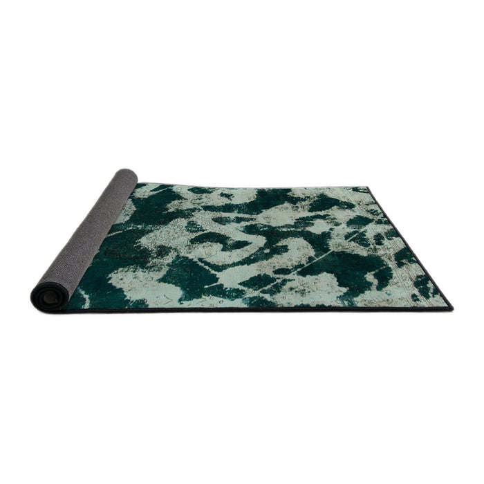 Sideview of Abstract Dark Sea Green Modern Rug, abs1020