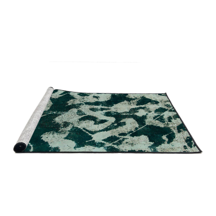 Sideview of Machine Washable Abstract Dark Sea Green Rug, wshabs1020