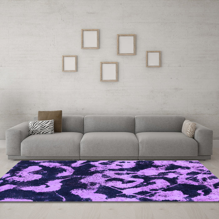 Machine Washable Abstract Purple Modern Area Rugs in a Living Room, wshabs1020pur