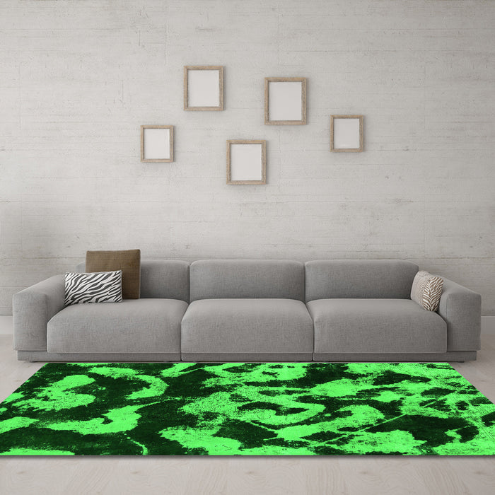 Machine Washable Abstract Green Modern Area Rugs in a Living Room,, wshabs1020grn
