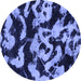 Round Machine Washable Abstract Blue Modern Rug, wshabs1020blu