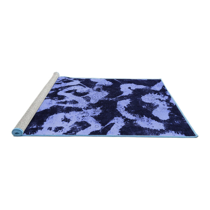 Sideview of Machine Washable Abstract Blue Modern Rug, wshabs1020blu