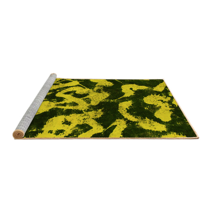 Sideview of Machine Washable Abstract Yellow Modern Rug, wshabs1020yw