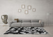 Machine Washable Abstract Gray Modern Rug in a Living Room,, wshabs1020gry