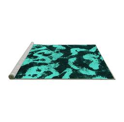 Sideview of Machine Washable Abstract Turquoise Modern Area Rugs, wshabs1020turq