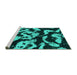 Sideview of Machine Washable Abstract Turquoise Modern Area Rugs, wshabs1020turq