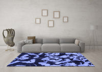 Machine Washable Abstract Blue Modern Rug, wshabs1020blu