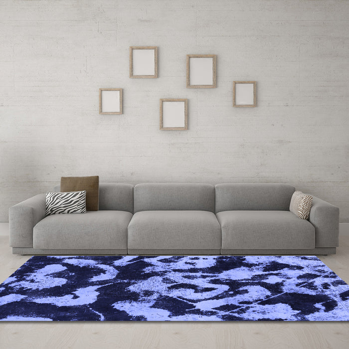Machine Washable Abstract Blue Modern Rug in a Living Room, wshabs1020blu