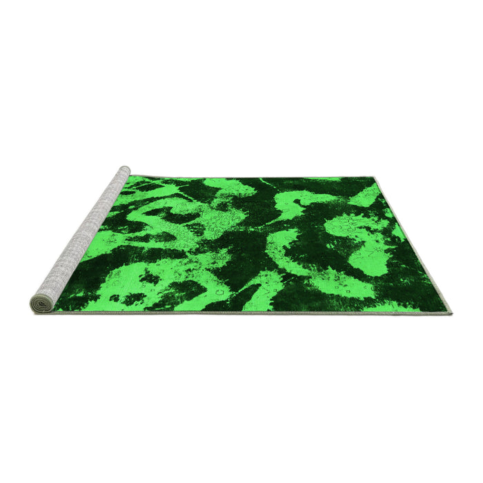 Sideview of Machine Washable Abstract Green Modern Area Rugs, wshabs1020grn
