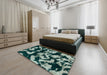 Machine Washable Abstract Dark Sea Green Rug in a Bedroom, wshabs1020