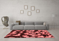 Machine Washable Abstract Red Modern Rug, wshabs1020red