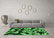 Machine Washable Abstract Emerald Green Modern Area Rugs in a Living Room,, wshabs1020emgrn