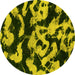 Round Abstract Yellow Modern Rug, abs1020yw