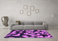 Machine Washable Abstract Pink Modern Rug, wshabs1020pnk