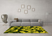 Machine Washable Abstract Yellow Modern Rug in a Living Room, wshabs1020yw
