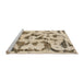 Sideview of Machine Washable Abstract Dark Gold Brown Rug, wshabs1021