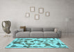 Machine Washable Abstract Light Blue Modern Rug in a Living Room, wshabs1021lblu