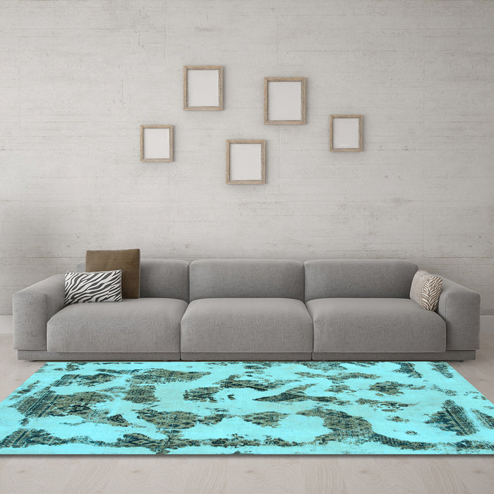 Machine Washable Abstract Light Blue Modern Rug in a Living Room, wshabs1021lblu