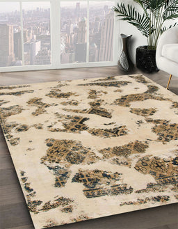Machine Washable Abstract Dark Gold Brown Rug in a Family Room, wshabs1021
