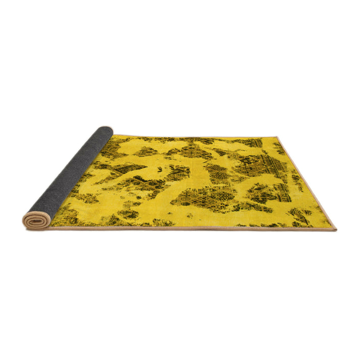 Sideview of Abstract Yellow Modern Rug, abs1021yw