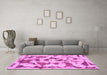 Machine Washable Abstract Pink Modern Rug in a Living Room, wshabs1021pnk