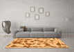 Machine Washable Abstract Orange Modern Area Rugs in a Living Room, wshabs1021org