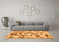 Machine Washable Abstract Orange Modern Rug, wshabs1021org