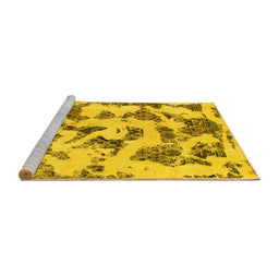 Sideview of Machine Washable Abstract Yellow Modern Rug, wshabs1021yw