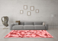 Machine Washable Abstract Red Modern Rug, wshabs1021red