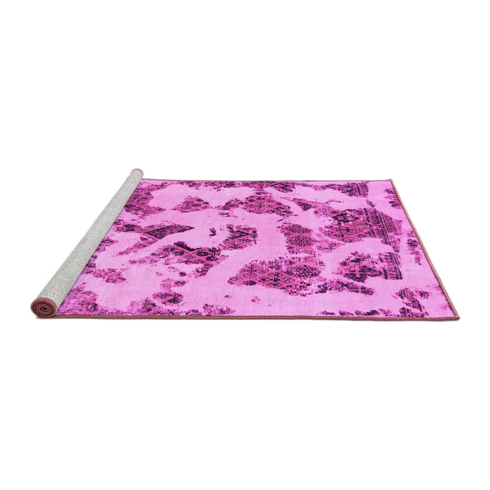 Sideview of Machine Washable Abstract Pink Modern Rug, wshabs1021pnk