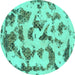 Round Abstract Turquoise Modern Rug, abs1021turq