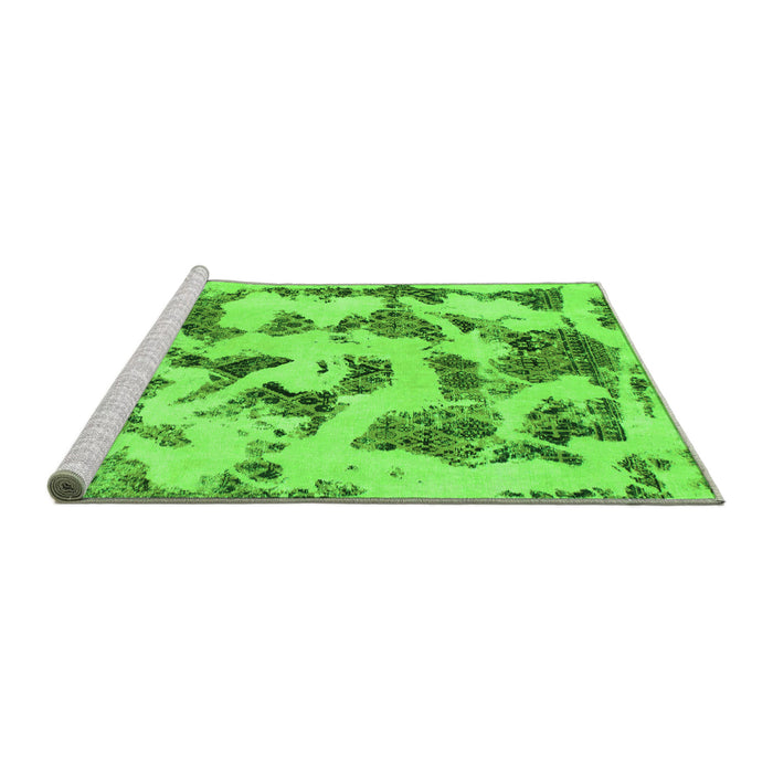 Sideview of Machine Washable Abstract Green Modern Area Rugs, wshabs1021grn