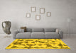 Machine Washable Abstract Yellow Modern Rug in a Living Room, wshabs1021yw