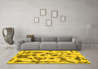 Machine Washable Abstract Yellow Modern Rug, wshabs1021yw