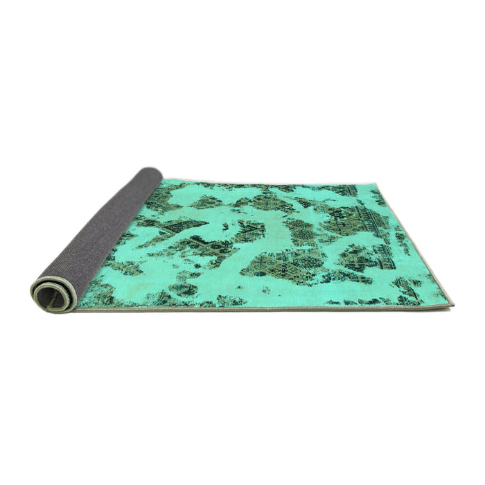 Sideview of Abstract Turquoise Modern Rug, abs1021turq
