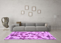 Machine Washable Abstract Purple Modern Rug, wshabs1021pur