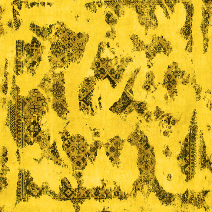 Square Machine Washable Abstract Yellow Modern Rug, wshabs1021yw