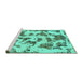 Sideview of Machine Washable Abstract Turquoise Modern Area Rugs, wshabs1021turq