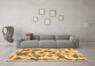 Machine Washable Abstract Brown Modern Rug in a Living Room,, wshabs1021brn