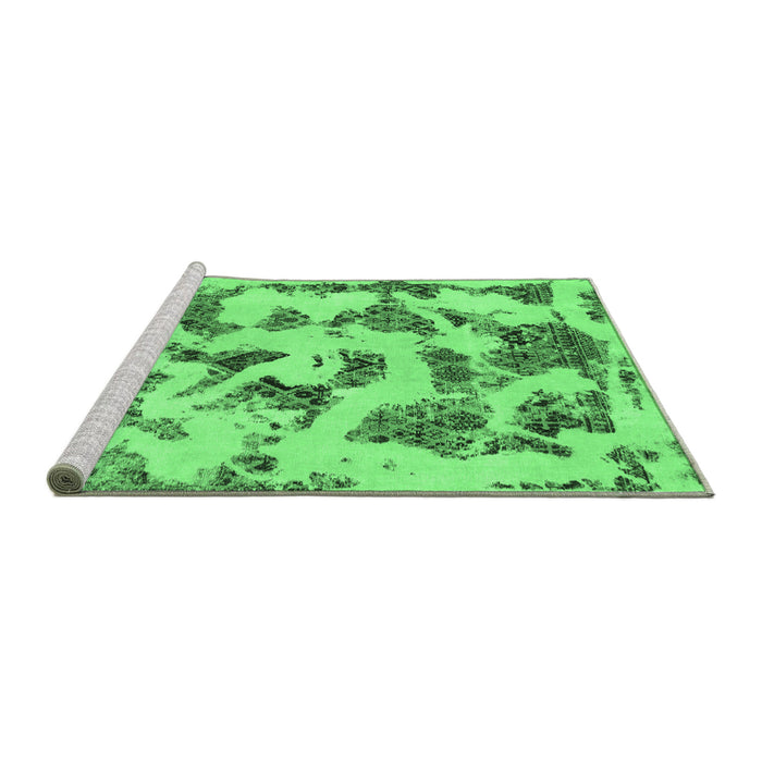 Sideview of Machine Washable Abstract Emerald Green Modern Area Rugs, wshabs1021emgrn