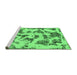Sideview of Machine Washable Abstract Emerald Green Modern Area Rugs, wshabs1021emgrn