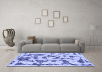 Machine Washable Abstract Blue Modern Rug, wshabs1021blu