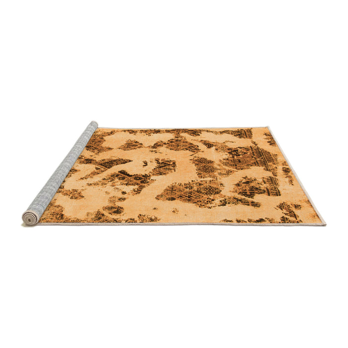 Sideview of Machine Washable Abstract Orange Modern Area Rugs, wshabs1021org
