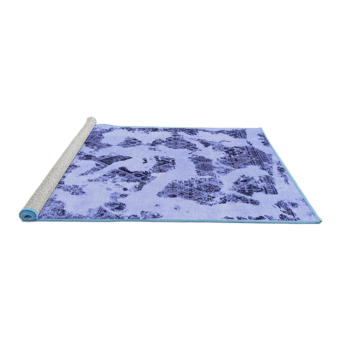 Sideview of Machine Washable Abstract Blue Modern Rug, wshabs1021blu