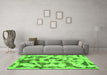 Machine Washable Abstract Green Modern Area Rugs in a Living Room,, wshabs1021grn