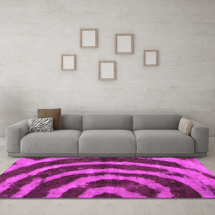 Machine Washable Abstract Pink Modern Rug in a Living Room, wshabs1022pnk
